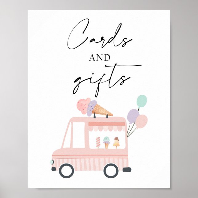 Karten und Geschenke Eiscreme LKW Pink Girl Geburt Poster (Vorne)