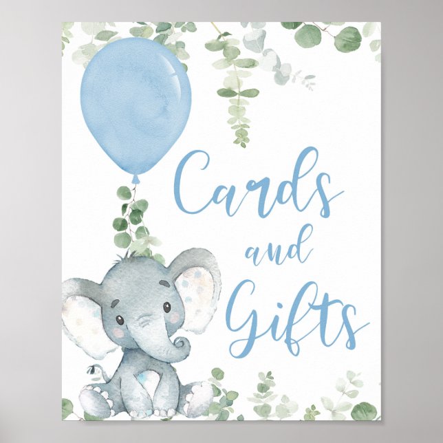 Karten und Geschenke Elefantenballons Babyduschzei Poster (Vorne)