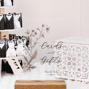 Karten und Geschenke Elegante Wildblumen Mocha Wed Acrylschild