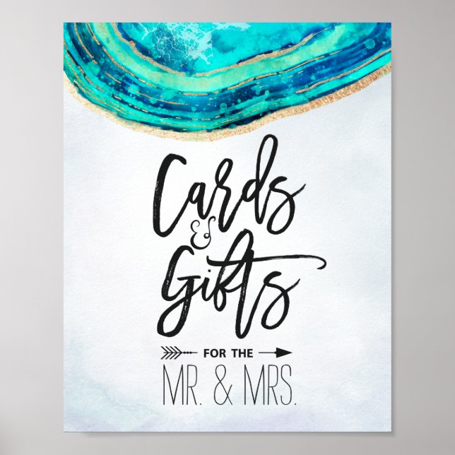 Karten und Geschenke für Hochzeiten Aquamarin & Go Poster (Vorne)