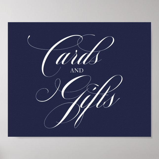 Karten und Geschenke für Hochzeiten signieren Blau Poster (Vorne)