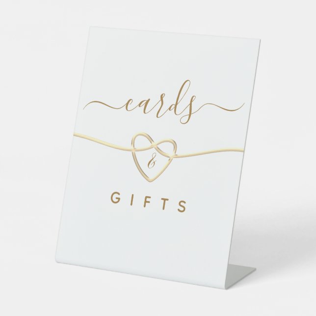 Karten und Geschenke für Hochzeitstabletten Sockelschild (Vorderseite)