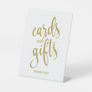 Karten und Geschenke Gold Glitter Hochzeitsschild Sockelschild