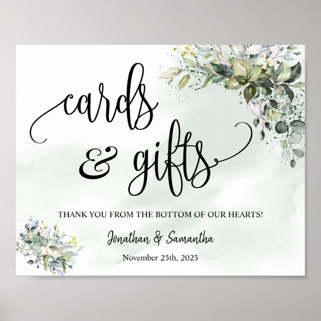 Karten und Geschenke Hochzeitsempfang Eukalyptus-Z Poster (Vorne)