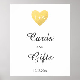 Karten und Geschenke Hochzeitsschild, Imitate Gold Poster