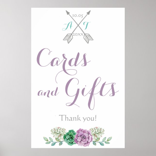 Karten und Geschenke Hochzeitssignatur bothanische Poster (Vorne)
