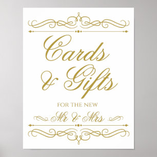 Karten und Geschenke Hochzeitssing Gold Swirl Kall Poster