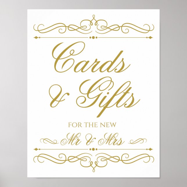 Karten und Geschenke Hochzeitssing Gold Swirl Kall Poster (Vorne)