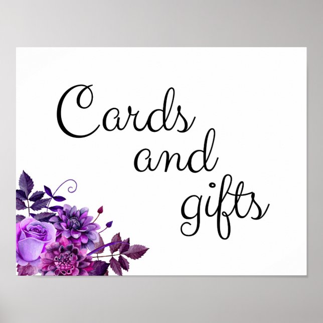 Karten und Geschenke Hochzeitszeichen Purple Blume Poster (Vorne)