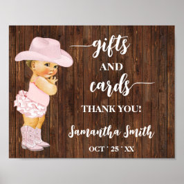 Karten und Geschenke Kleine rosa Cowgirl Baby Dusc Poster