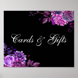 Karten und Geschenke. Lila Blume. Schwarzes Hochze Poster