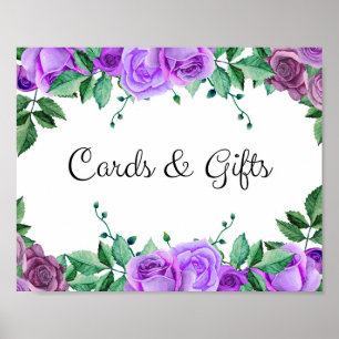Karten und Geschenke. Lila Rosen. Florales Hochzei Poster
