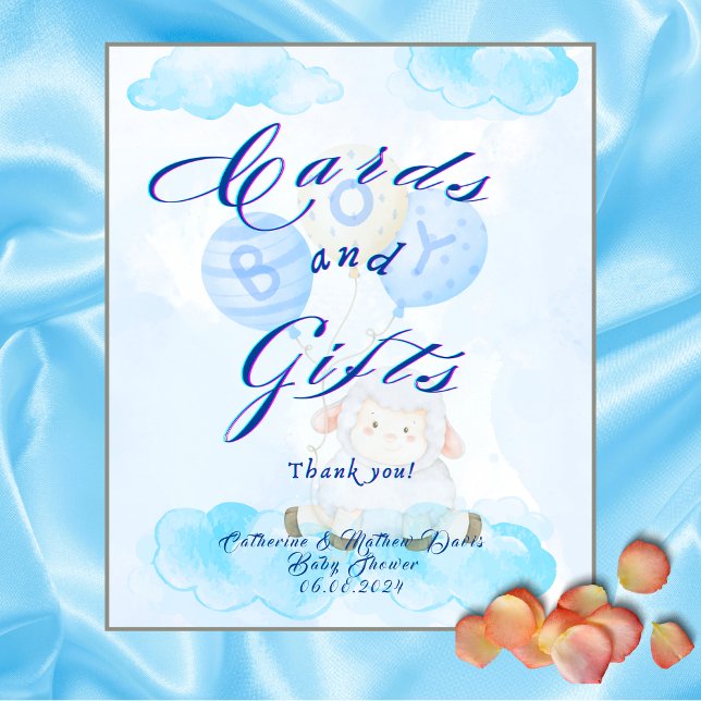 Karten und Geschenke Little Blue Lamb Baby Dusche Sockelschild (Von Creator hochgeladen)