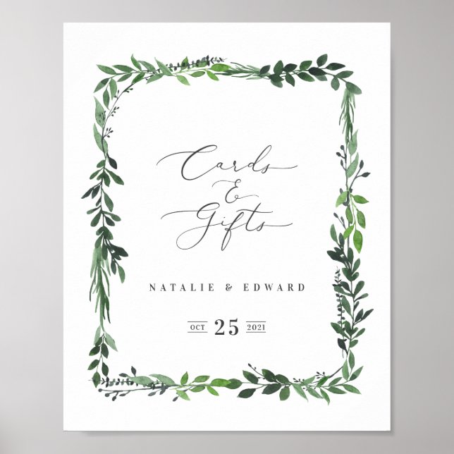 Karten und Geschenke mit Wasserfarbe Hochzeitspost Poster (Vorne)