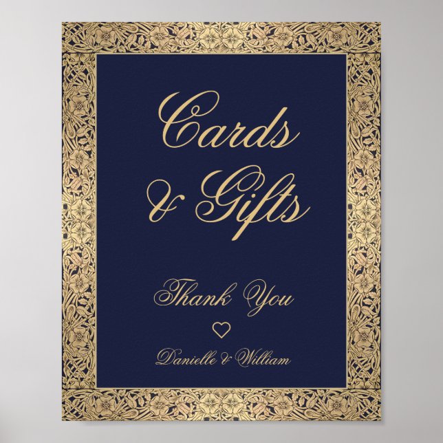 Karten und Geschenke Navy Blue Gold Rose Elegante  Poster (Vorne)
