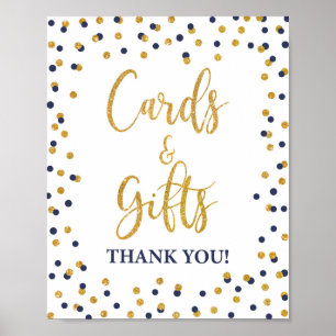 Karten und Geschenke Navy & Gold Glitzer Confetti  Poster