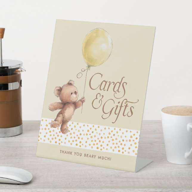 Karten und Geschenke Neutral Teddy Bear Babydusche Sockelschild (In SItu)