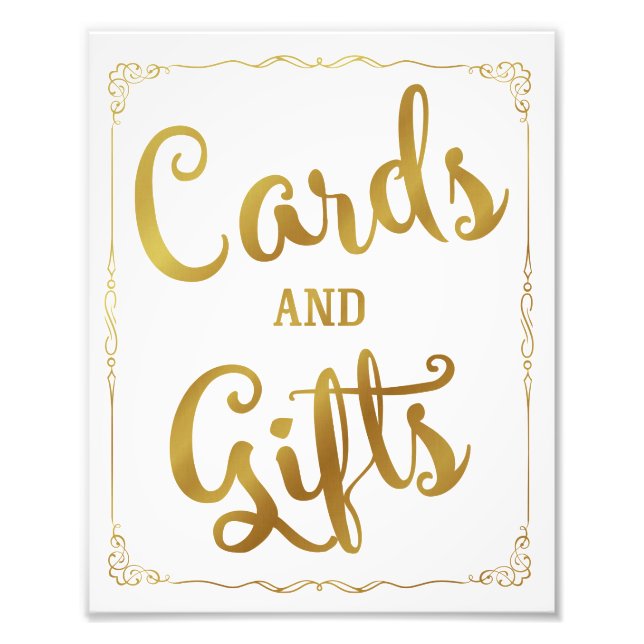 Karten und Geschenke Party Hochzeitszeichen Gold Fotodruck (Vorne)
