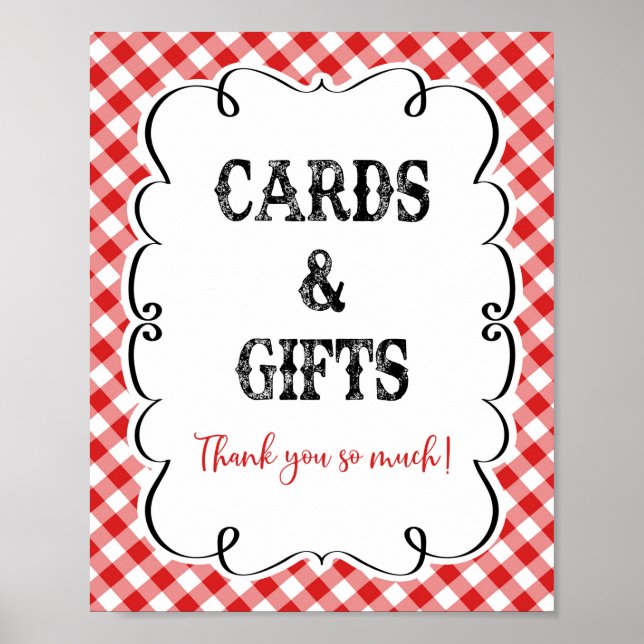 Karten und Geschenke Red Gingham I Do GRILLEN Picn Poster (Vorne)