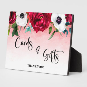 Karten und Geschenke Rot-Weiß-Blumen-Tafel Fotoplatte