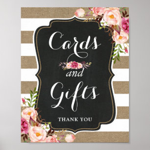 Karten und Geschenke rustikale Burlap Floral Weddi Poster