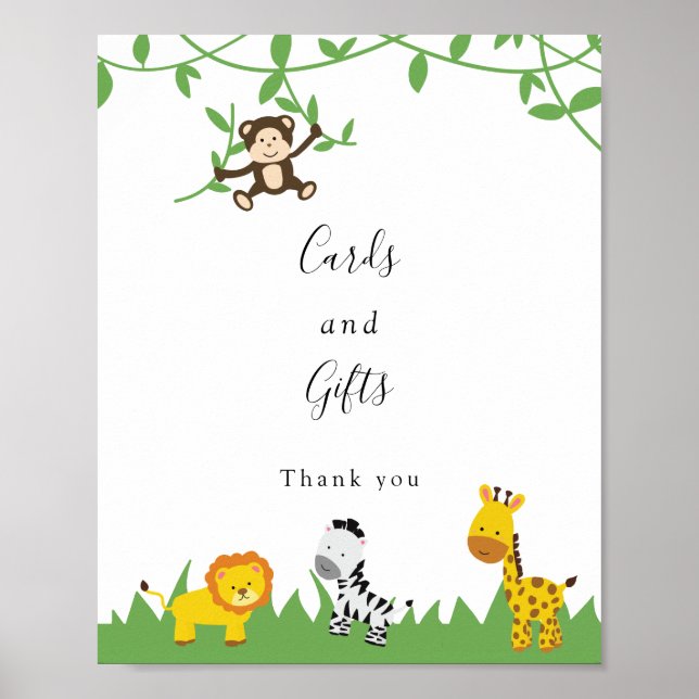 Karten und Geschenke Safari Baby Duschtiere Jungle Poster (Vorne)