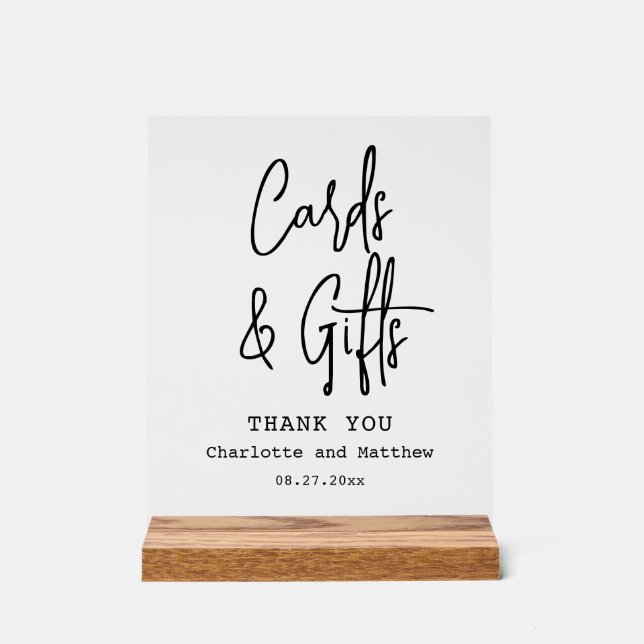 Karten und Geschenke schicke moderne Hochzeitsfeie Acrylschild (Vorderseite)