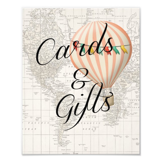 Karten und Geschenke Schild Babydusche Heißluftbal (Vorne)