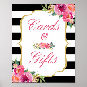 Karten und Geschenke Schild Fuchsia Blumen Schwarz