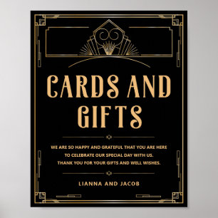 Karten und Geschenke Schwarz Gold Art Deco 20er Ho Poster