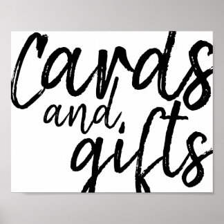 Karten und Geschenke. Schwarzer Schriftart Poster