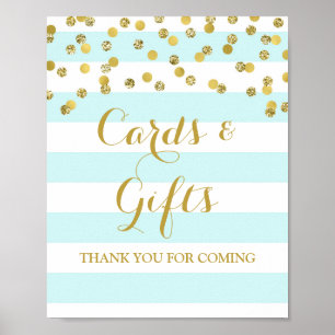 Karten und Geschenke Signieren Blaue Streifen Gold Poster