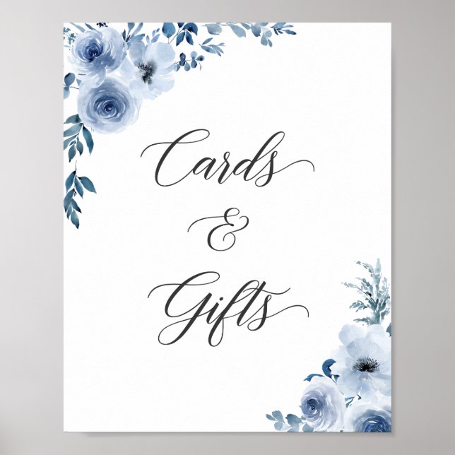Karten und Geschenke signieren Bohemisches blaues  Poster (Vorne)