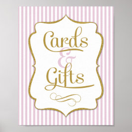 Karten und Geschenke signieren rosa goldener Strei Poster
