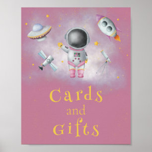Karten und Geschenke Space Mädchen Astronaut rosa  Poster