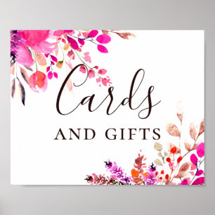 Karten und Geschenke. Wasserfarbe rosa florale Hoc Poster