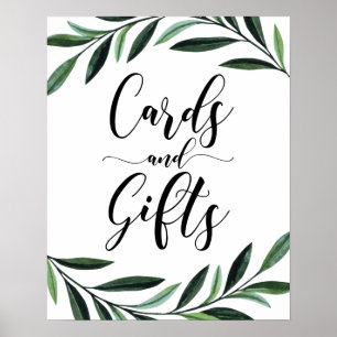 Karten Und Geschenke Watercolor Grün Poster