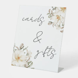 Karten und Geschenke White Floral Brautparty Scrip Sockelschild
