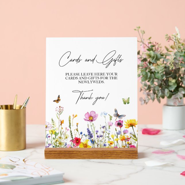 Karten und Geschenke Wildblumen Schmetterlinge Hoc Acrylschild (Hochzeit)