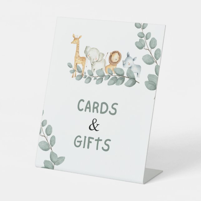Karten und Geschenke Wilde Tiere Zoo Kinderdusche Sockelschild (Vorderseite)