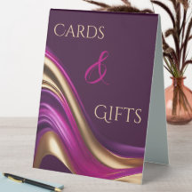 Karten und Geschenksign - Lila Fuchsia- und Gold-