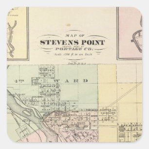 Karten von Stevens Point, Elroy und Wonewoc Quadratischer Aufkleber