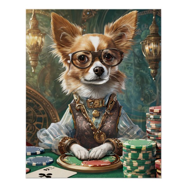 Karten zählen, Steampunk Chihuahua Poker Boss Poster (Vorderseite)