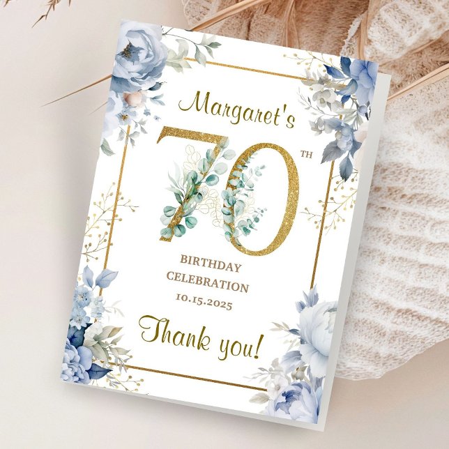 Karten zum 70. Geburtstag gefaltet und mit Dankesc (Von Creator hochgeladen)