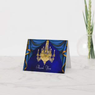 Karten zur Danksagung Kronleuchter Royal Navy Blau