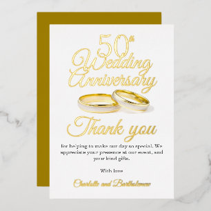 Karten zur Danksagung zum 50. Hochzeitstag aus Fol