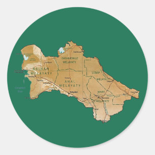 Kartenaufkleber für Turkmenistan Runder Aufkleber