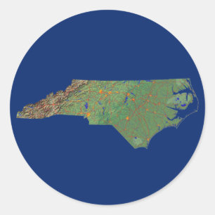 Kartenaufkleber North Carolina Runder Aufkleber