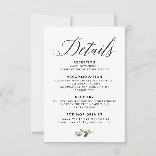 Kartenausweis für die Hochzeit RSVP Karte (Vorderseite)
