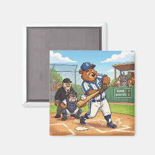 Kartenbär spielt Baseball Magnet